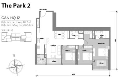 Bán căn hộ 3 phòng ngủ Park 2 P2-04.12 Vinhomes Central Park