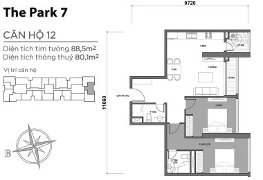 Siêu Phẩm căn hộ 2 phòng ngủ park 7 P7-28.12 vinhomes